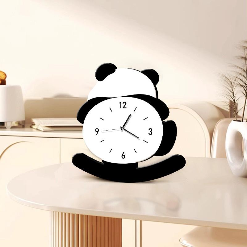 Panda Ornaments Light Luxury High End Home TV Cabinet Decoration Living Room Modern Office High End Sense Pendulum Clock Table Clock