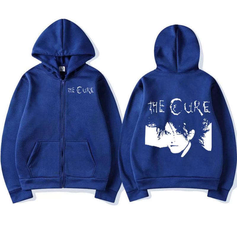 1986 The Cure Robert Smith Zipper Hoodies Gothic Graphic Print Hoodie Sweatshirt Oversized Rock Band Hip Hop Men's Zip Up Jacket