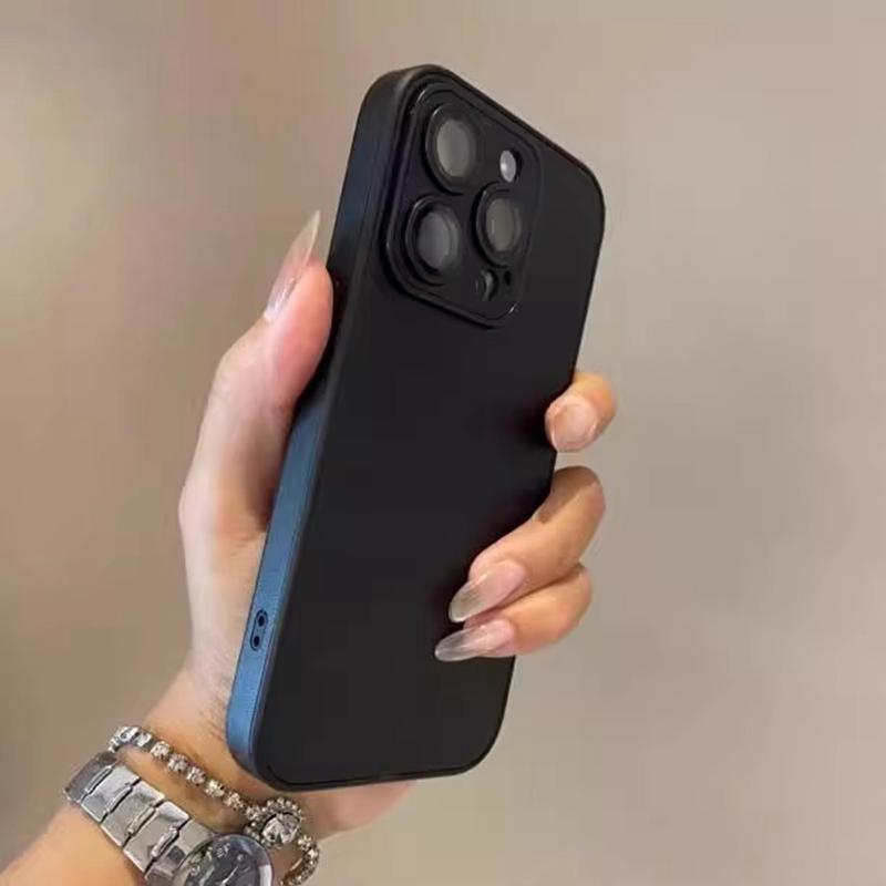 Роскошный матовый чехол из кожзама для iPhone 11 12 13 14 15 16 Pro Max Plus, противоударный бампер с защитой объектива, задняя крышка