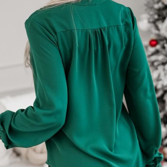 Женский топ с глубоким v-образным вырезом и рюшами, однотонная однобортная мягкая дышащая женская рубашка в повседневном стиле с длинными рукавами, блузка