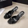 Gentle French Summer 2025 New Bow Word Cool Slippers Women's Summer Wear Stiletto High Heels