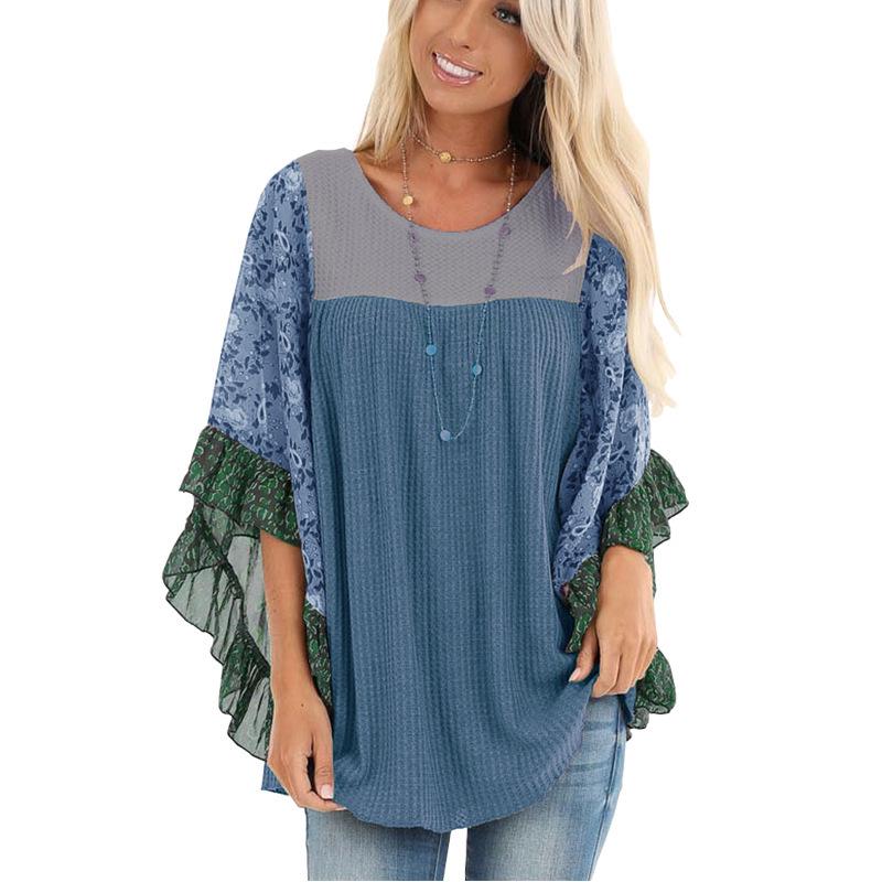 Женские топы с рукавами «летучая мышь», повседневная футболка с круглым вырезом, свободная рубашка