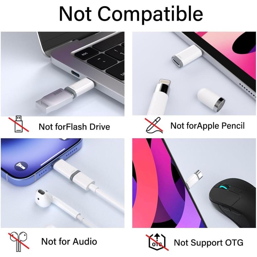 Lightning to USB C Adapter for Charging & Data Transfer Type C Charger Connector Cable Lightning Female to USB C Male Adapter