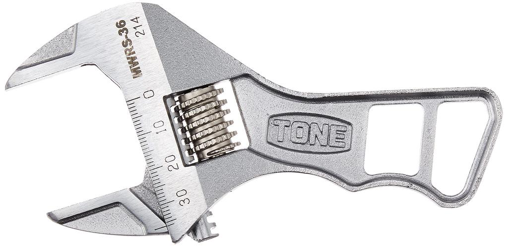 TONE Short Adjustable Wrench Overall length 140mm (with scale) MWRS-36,