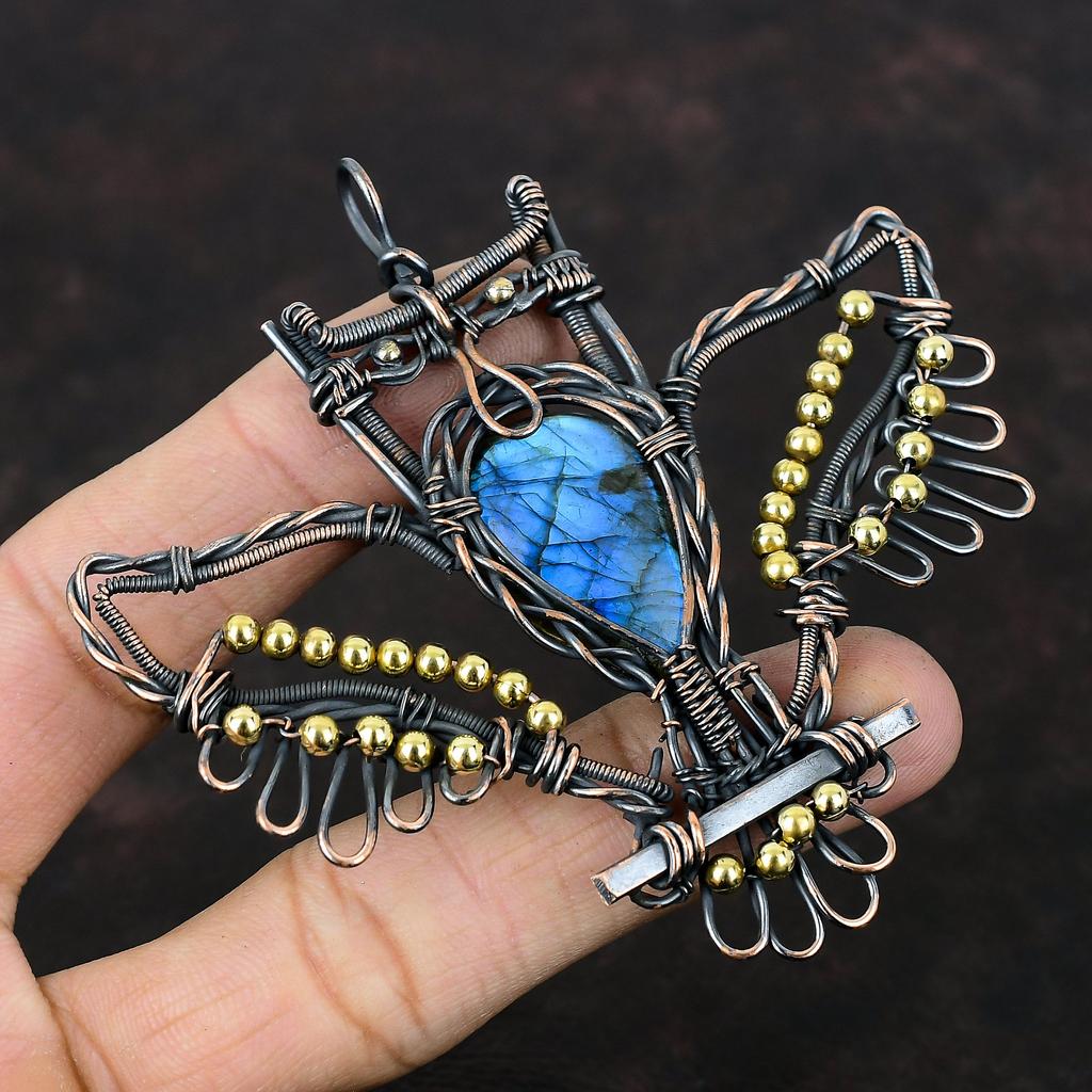 Подвеска из лабрадорита, подвеска из медной проволоки, уникальная подвеска в виде совы, изящная подвеска ручной работы, подвеска из медной проволоки, ювелирное изделие из драгоценных камней, подарок для мамы