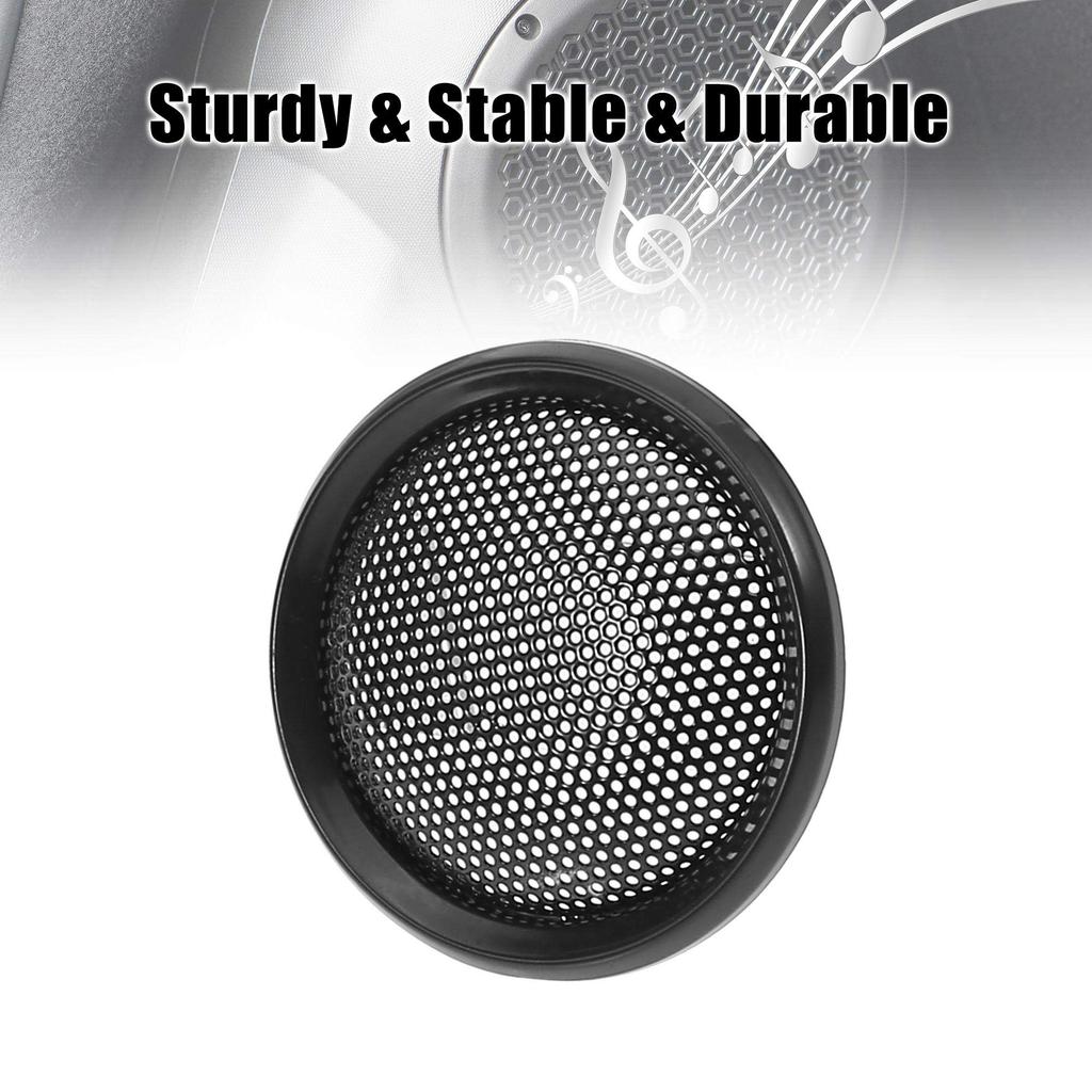 X AUTOHAUX Speaker Cover Speaker Grille Cover 43x8mm Mesh Subwoofer Grille Horn Glossy Guard Protector Plastic Iron Black 2 Pack