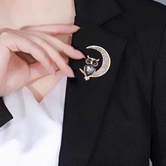 Owl Faux Crystal Brooch Cute Vintage Fashion Dress Coat Accessories Jewelry Sturdy Brooch Pin for Women