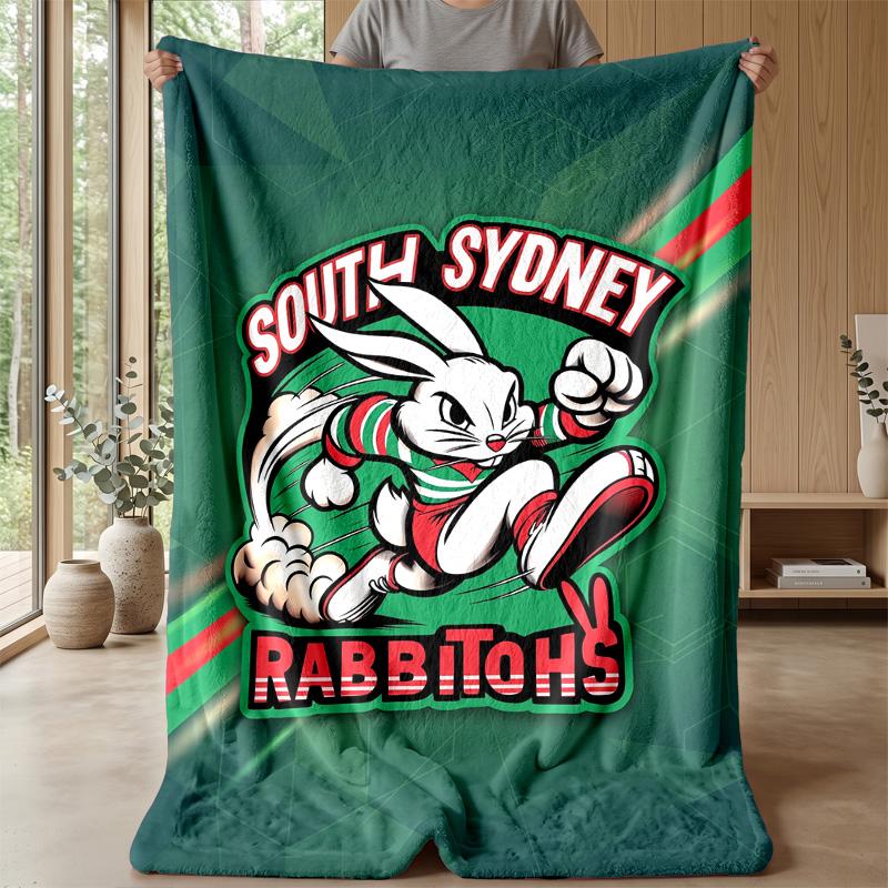 South Sydney Rabbitohs Flannel Fleece Blanket Cozy Warm Throw Blanket For Couch Bed Travel All Season Use