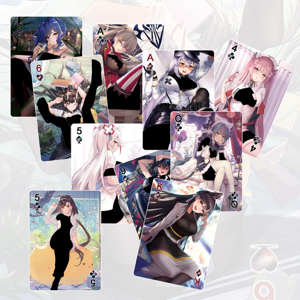 55 шт. Игральные карты Azur Lane Аниме Милый Подарок Мультяшный Красивый Дизайн Идеальный Подарок Отличительный Премиум Качество