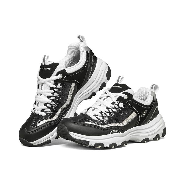Skechers I-Conik Дышащие кроссовки для бега с амортизацией Низкие Женские кроссовки Черный Белый 8730041-BKW