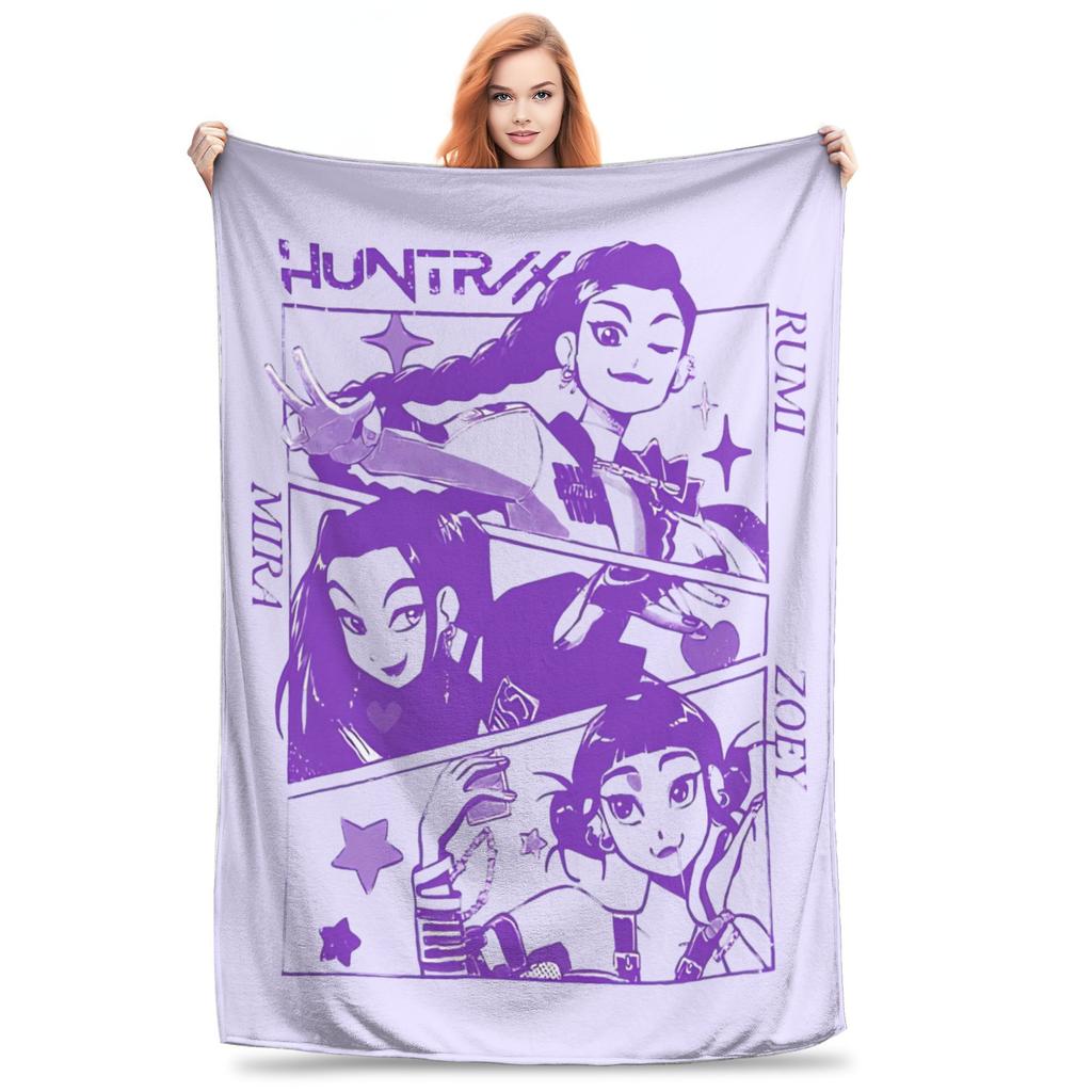 Одеяло Saja Boys Huntrix Kpop Охотники на демонов Фланелевое Потрясающее Теплое Плед для Постельного Белья Гостиной Зимы