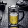 Кружка из двойного стекла с изоляцией, ручкой и фильтром