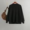 Autumn Winter Vintage Loose Large Sleeve Top Solid Color Pullover Knitwear Half High Collar Sweater