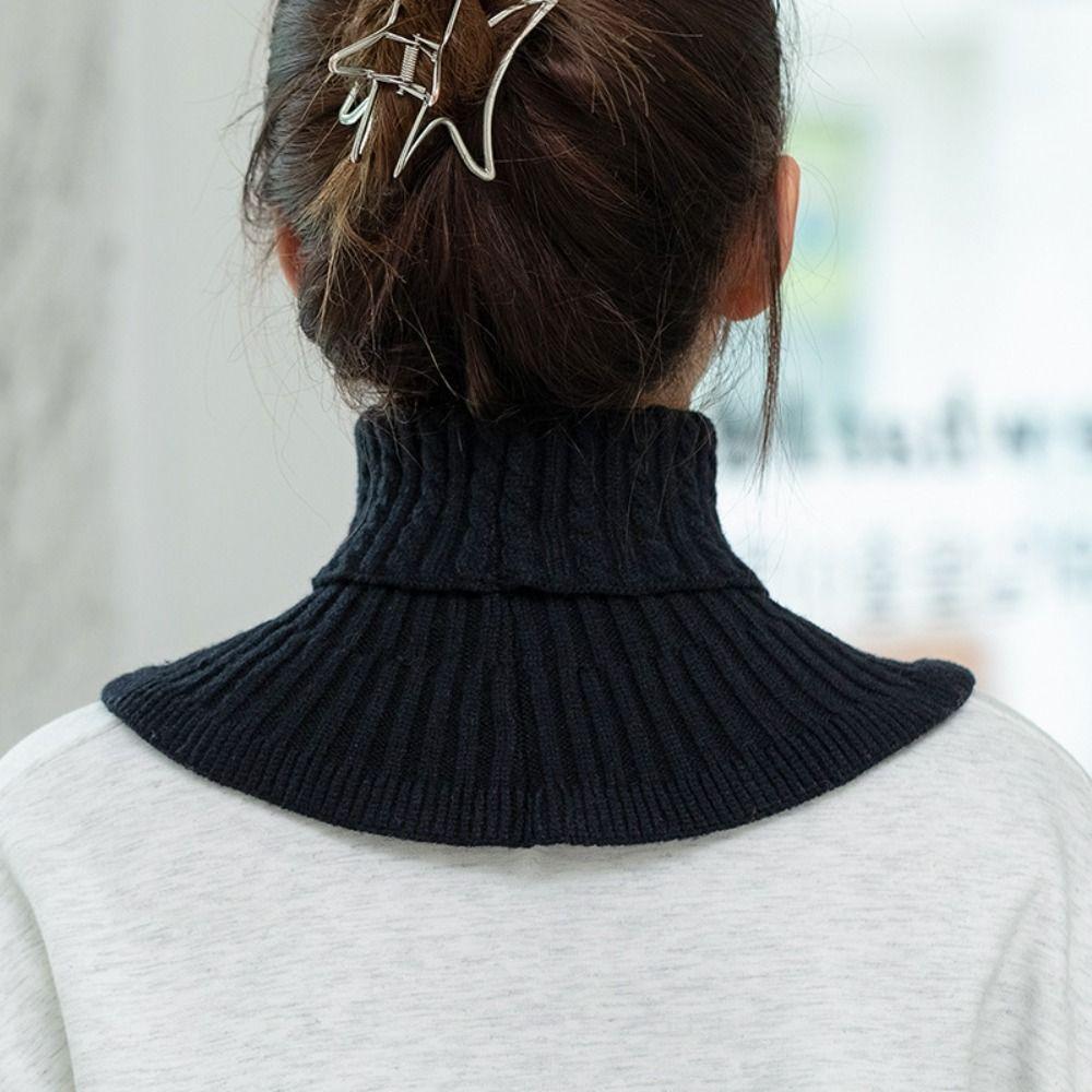 Solid Color Wraps Knitted Bib Warm Scarf Wool Scarf Simple Turtleneck Fake Collar  Autumn Winter