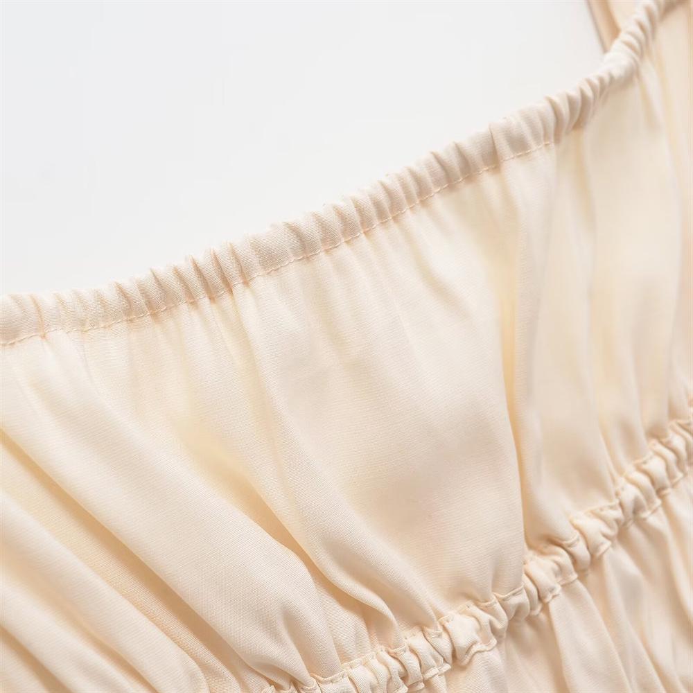 2025 Spring/Summer Slim Fit Sweet Vacation Draped Pleated Long Camisole Dress for Women