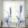 Abstract Purple Flower Chiffon Sheer Curtains for Living Room Bedroom Home Decoration Window Voile Tulle Curtain Drapes