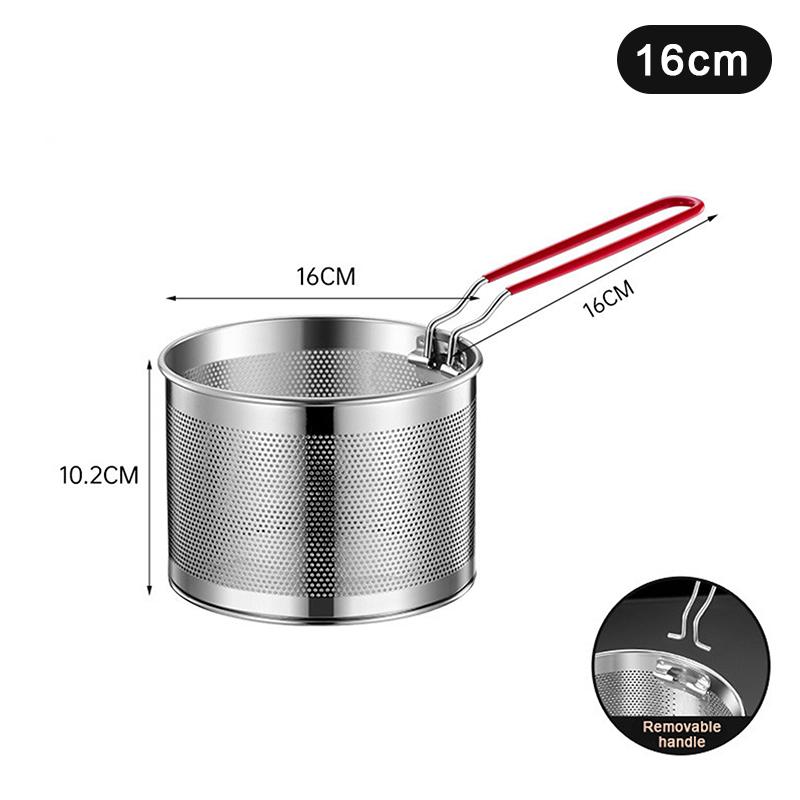 Сетка для жарки из нержавеющей стали Кухонная корзина для жарки Корзина для приготовления пищи Сковорода для жарки Масляный поддон Дуршлаг Ложка для лапши Дуршлаг Картофель фри