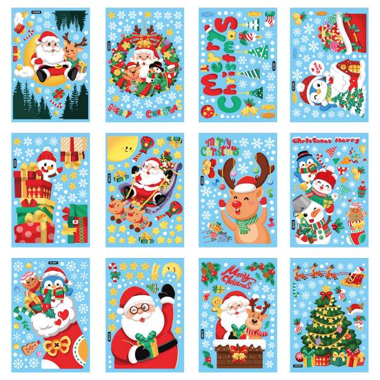 Праздничное рождественское окно цепляется за богатый рождественский элемент, создает атмосферу, милые зимние праздничные наклейки на окна, наклейки