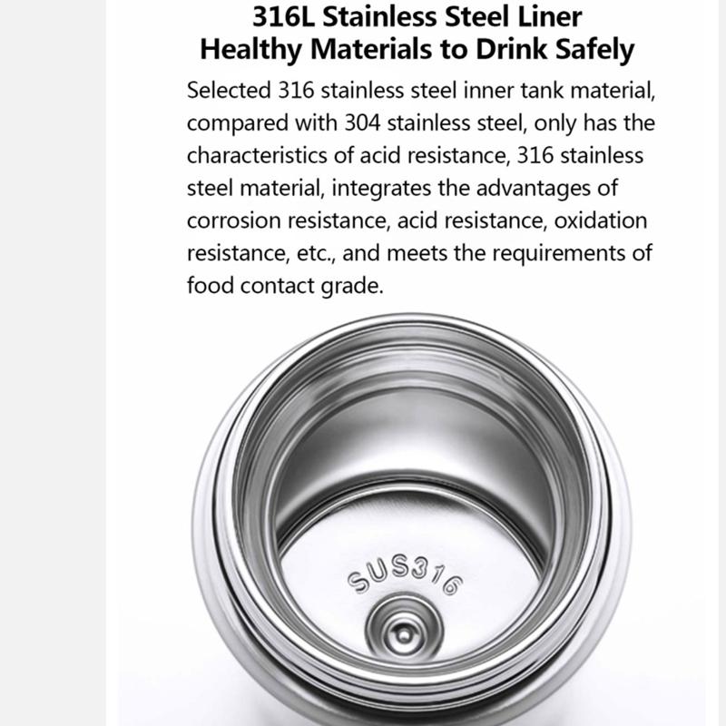 Xiaomi Умная изоляционная кружка для чая Youpin QUANGE H8133, отображение температуры в одно касание, разделение чая из нержавеющей стали 316, сохранение холода и горячего