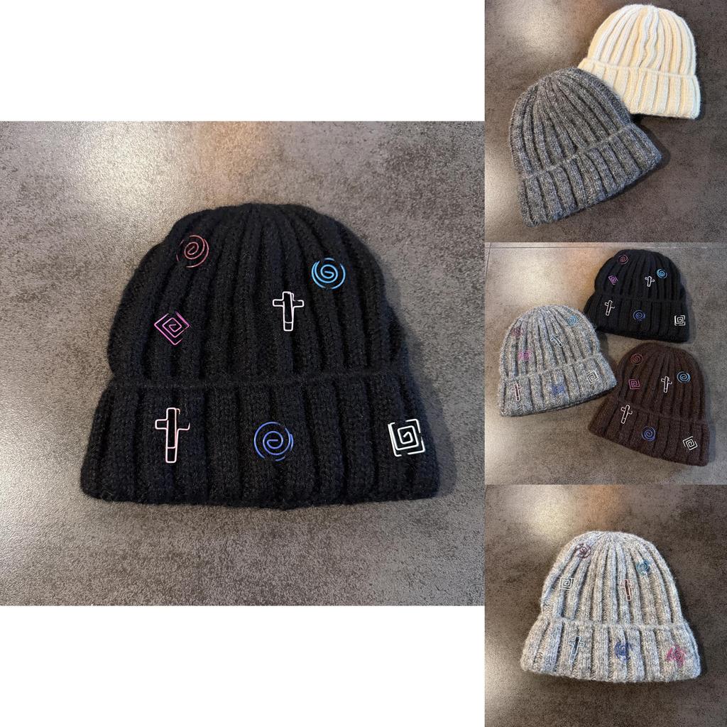 Fashion Knitted Hat With Double Ring Embellishment For Winter Sports And Casual