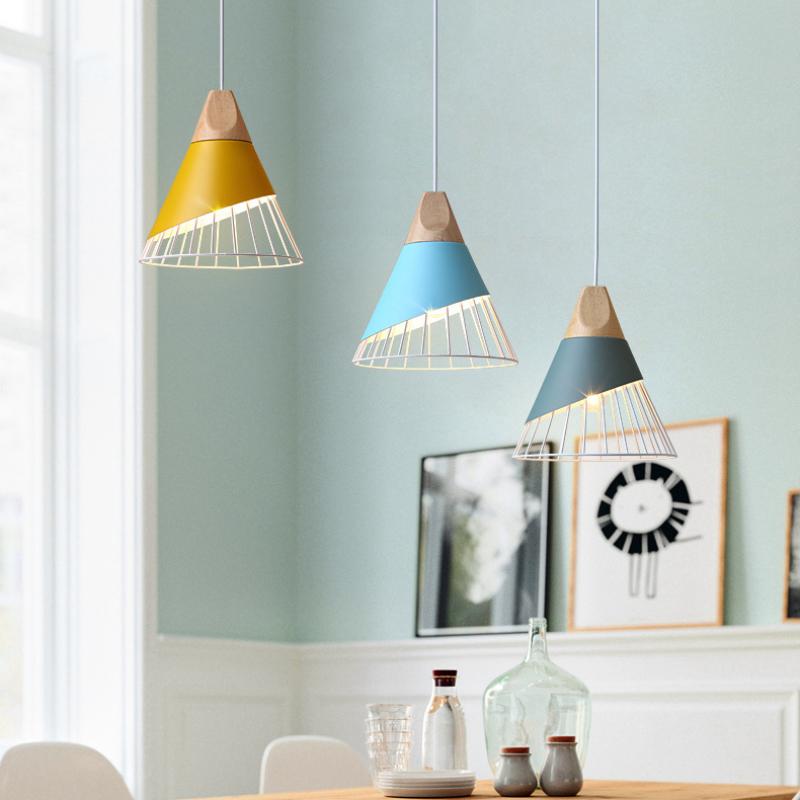 Chandelier, LED Light, Simple Dining Room, Living Room, Bedroom, Solid Wood, Aluminum, Wrought Iron Bar, Dining Room Chandelier