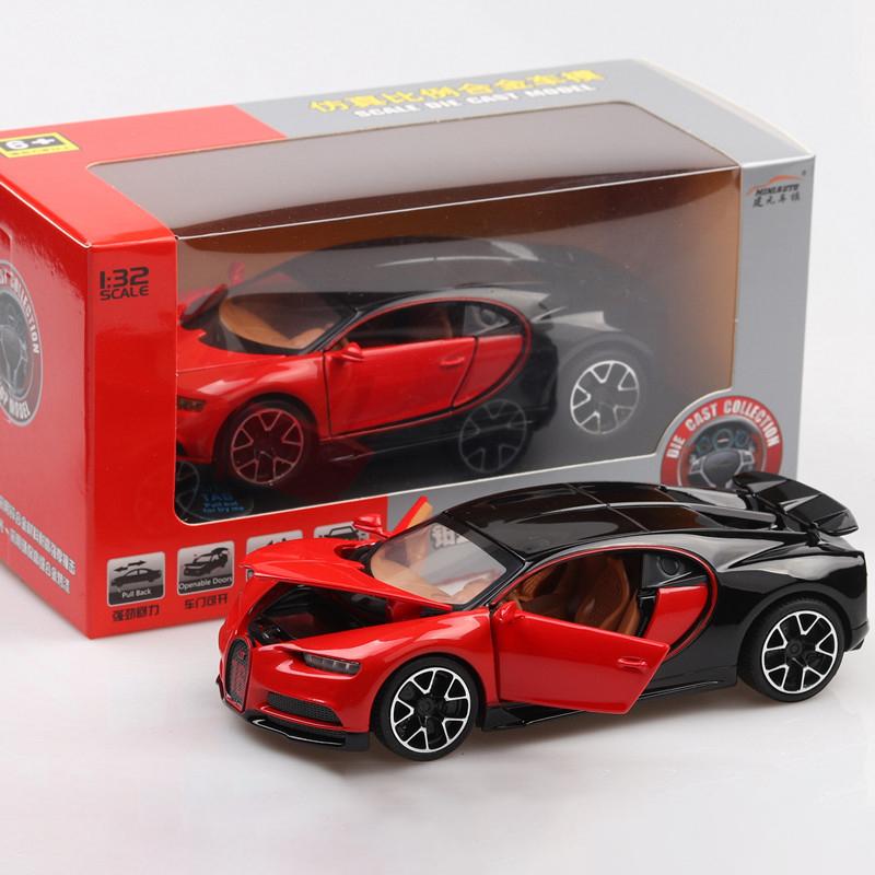 1:32 Scale Bugatti Chiron Diecast Car Model Toy, Zinc Alloy Pull Back Vehicle with Lights And Music for Kids Boyfriend Young People Gift Collection