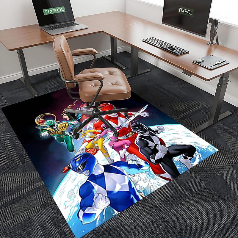 1 шт. Коврик для офисного кресла с дизайном из аниме и мультфильмов Power Rangers, нескользящий ковер для домашнего декора, гостиной, спальни, игровой комнаты - Идеальный подарок для фанатов!T023