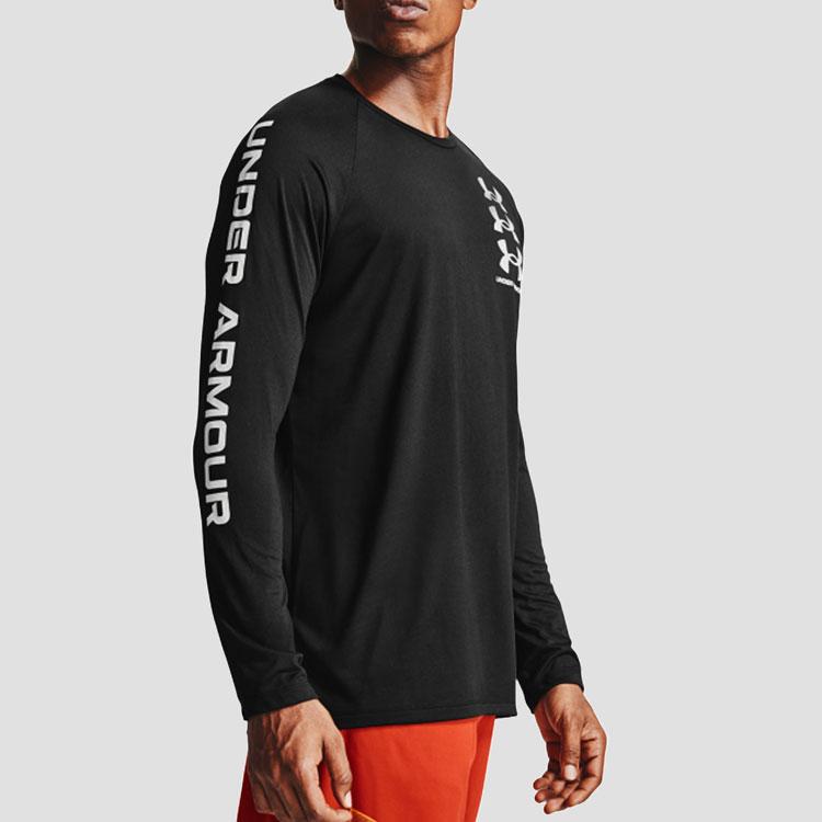 Under Armour Slim Fit Дышащая тренировочная рубашка с длинным рукавом Мужские топы Черные 1357239-001