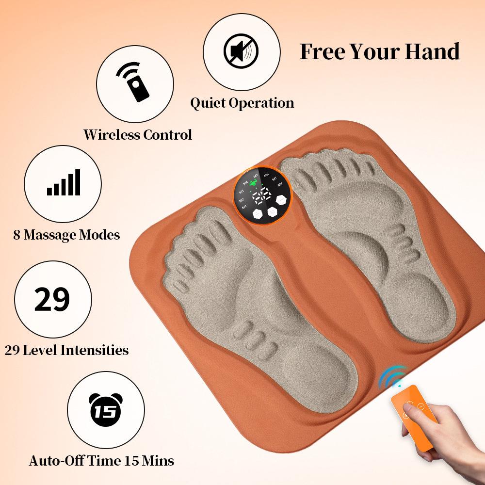 3D Massage Foot Pad with Remote Control EMS Pulse Foot Massager 8 Modes 29 Gears Foot Therapy Instrument