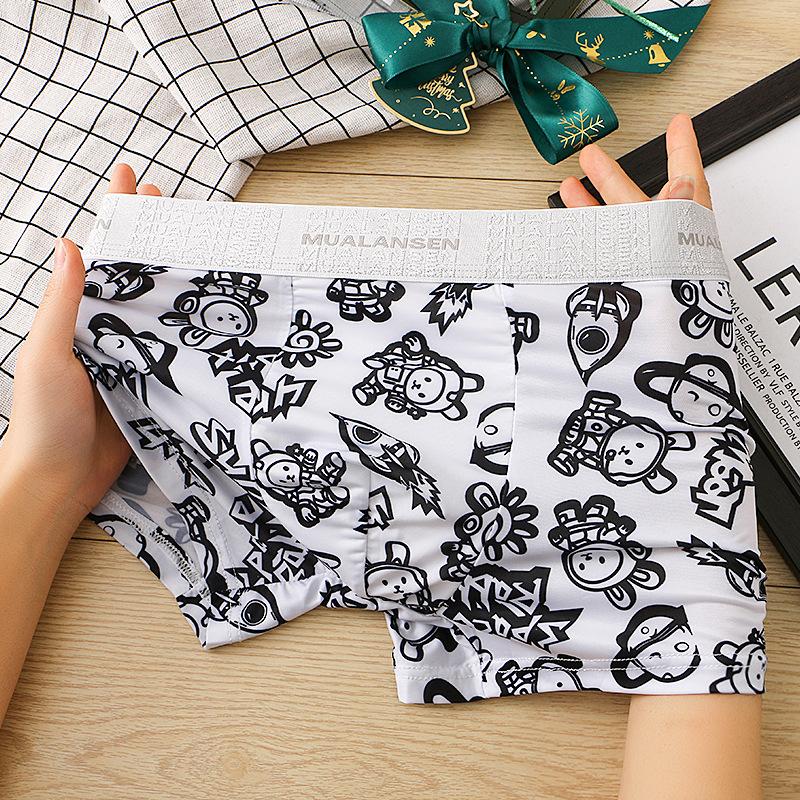 Мужское нижнее белье, трусы-боксеры, хлопковые трусы, удобное дышащее нижнее белье, модные трусы с принтом U, высокое качество