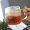 Japanese Single-layer Vertical Stripes with Handle Glass Water Cup Transparent Cold Resistant Milk Cup Tea Tea Cups