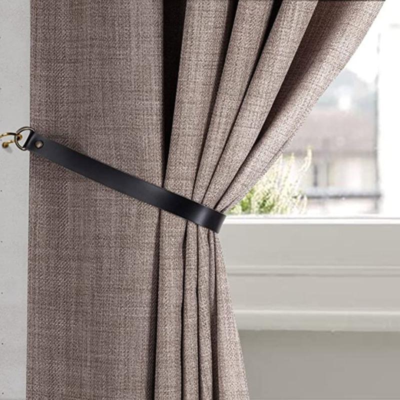 2 Pcs Leather Curtain Tiebacks Leather Curtain Buckle Creativity Curtain Holdbacks European Classic Retro Curtain Ties