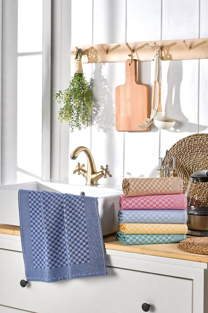 Кухонные салфетки для сушки, 6 предметов, 45x65 см, узор в мелкую клетку