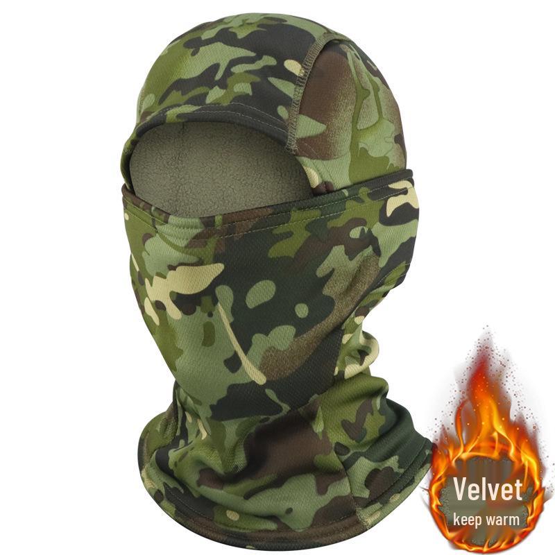 Velvet Camouflage Tactical Balaclava: Windproof, One-Piece Ski Face Mask & Helmet Liner for Autumn/Winter Cycling.