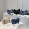 Womens Star Pattern Chain Decor Small Shoulder Bag Trendy Vintage Y2k Denim Underarm Bag Korean Star Women's Handbag Lady