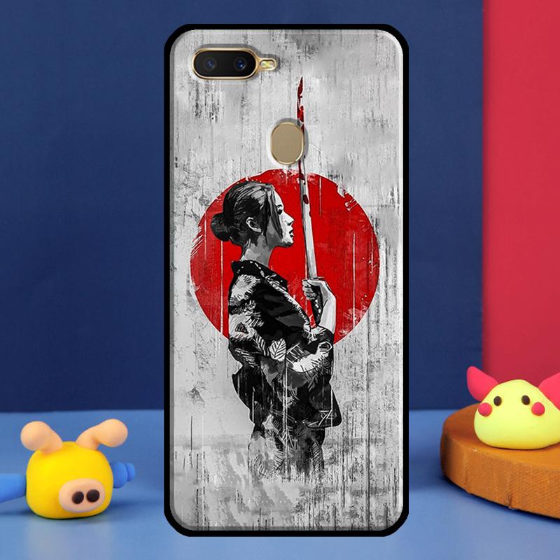 Чехол Аниме Девушка Самурай для Oppo A16 A76 A96 A58 A78 A98 A5 A9 A91 A15 A17 A77 A52 A72 A74 A94 A54S A57S