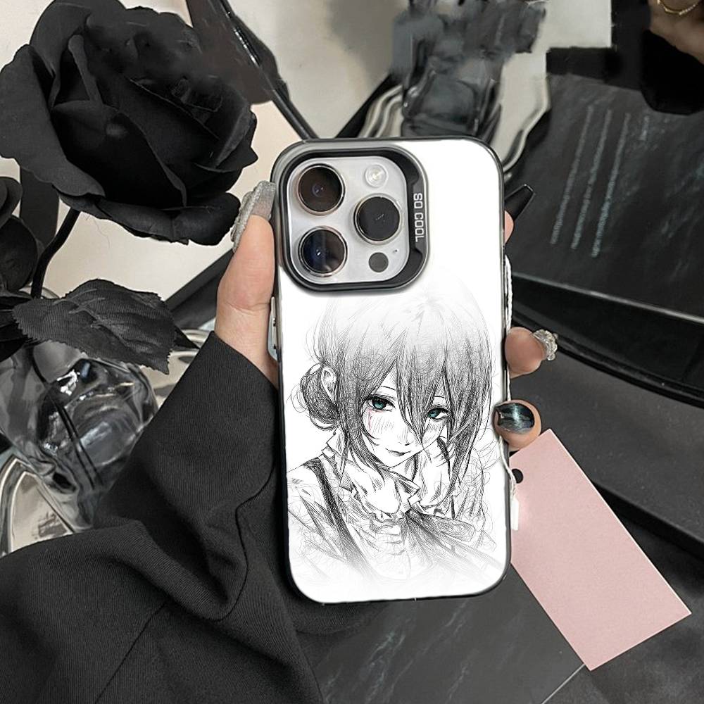 Чехол для телефона K-Reze C-Chainsaw Man для iPhone 17, 16, 15, 14, 13, 12 Pro Max белый Конфетный Матовый Ударопрочный Чехол