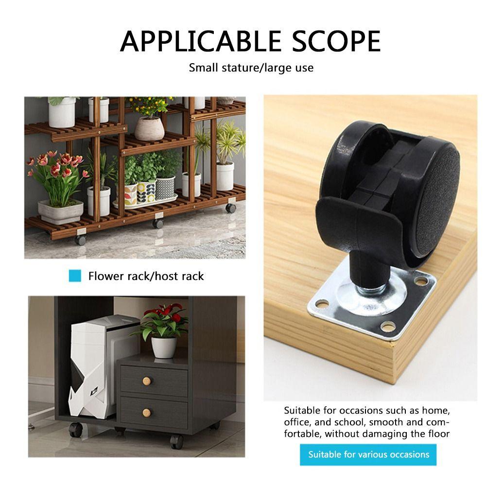 Черная тележка с роликами, пластиковое колесо для багажа, прочный мебельный шкив, офисный компьютерный стул