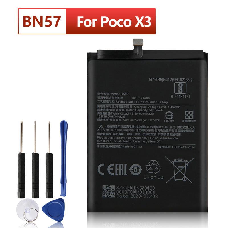 Replacement Phone Battery BM4Y BN57 For Xiaomi Poco F3 Poco X3 Poco X3 Pro Redmi K40 Pro + Free Tools