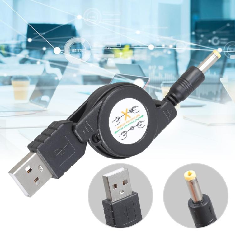 Stretchable USB to 4.0x1.7mm Plug Charging Cord Retractable Power Cable For 5V Mini Fan Speakers Game Consoles