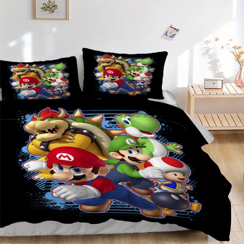 Super Mario Bros Adventure Print 3Pcs Bedding Setduvet Cover With 2 Bedropillowcase Home Birthday Gift