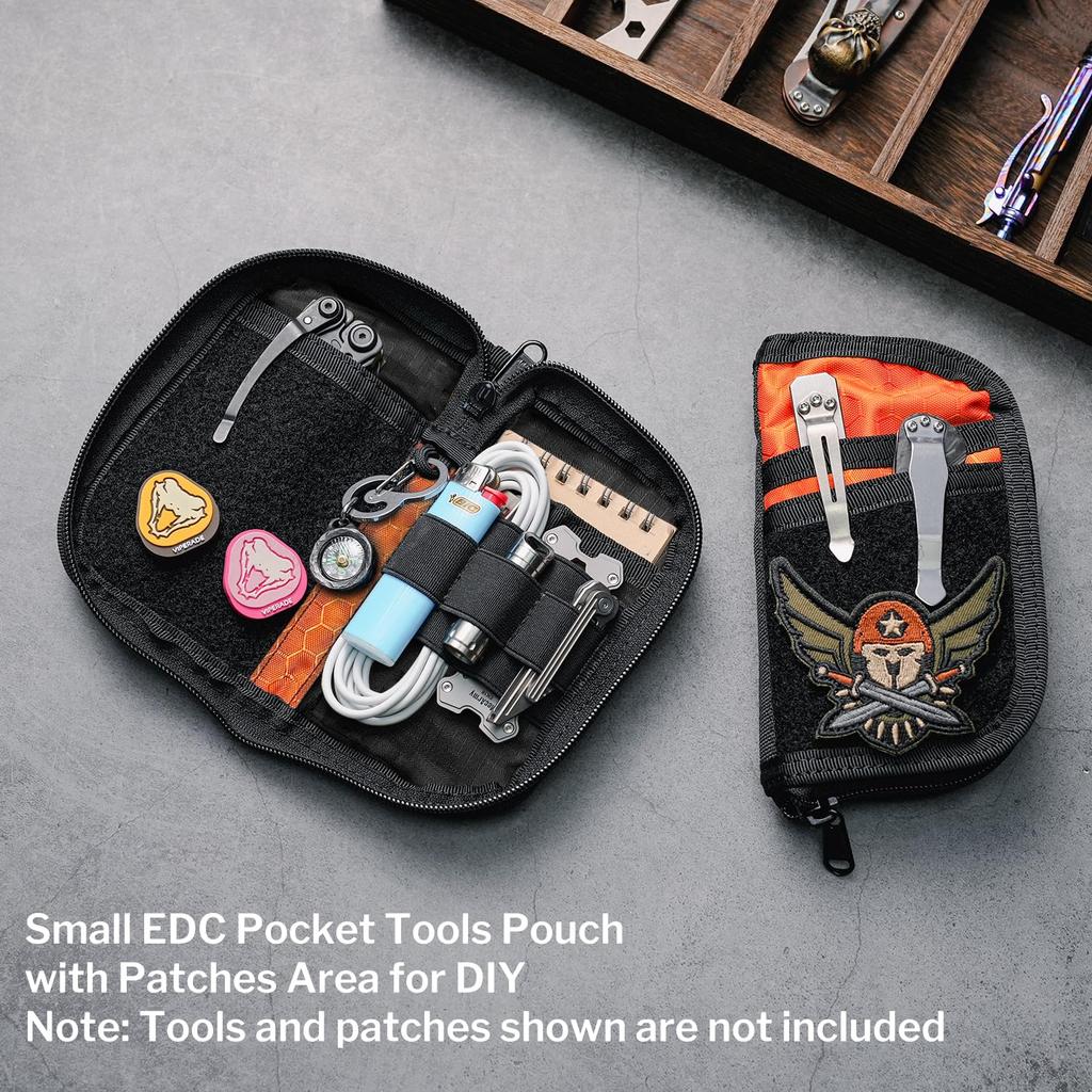 VIPERADE VE22 EDC EDC Pocket Organizer for Nylon Compact Pocket Small EDC Organizer Pouch Pouch, Men, Multi-Tool, 4-Pocket Organizer, (Orange)