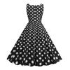 Женское платье трапециевидной формы в стиле ретро с большими качелями, облегающее, с высокой талией, без рукавов, с квадратным вырезом и точечным принтом