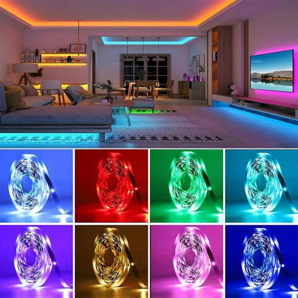 RGB Светодиодная лента 5м 10м 20м 30м Светодиодный свет для комнаты с управлением через приложение Гибкая лента Luces Led Лента для украшения комнаты спальни