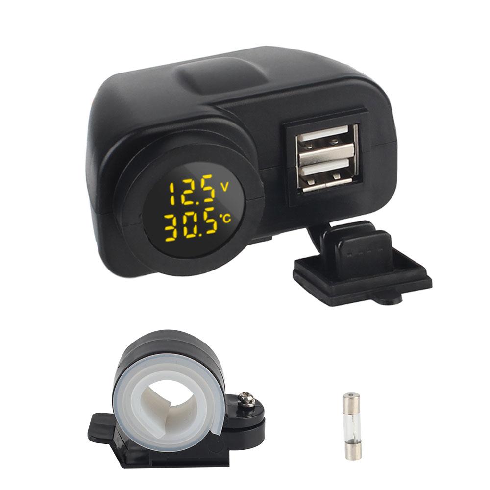 12V Мотоциклетные USB-зарядные устройства Разъем PD Type-C Быстрая зарядка QC 3.0 Цифровой вольтметр Термометр Адаптер питания Аксессуары для электровелосипеда