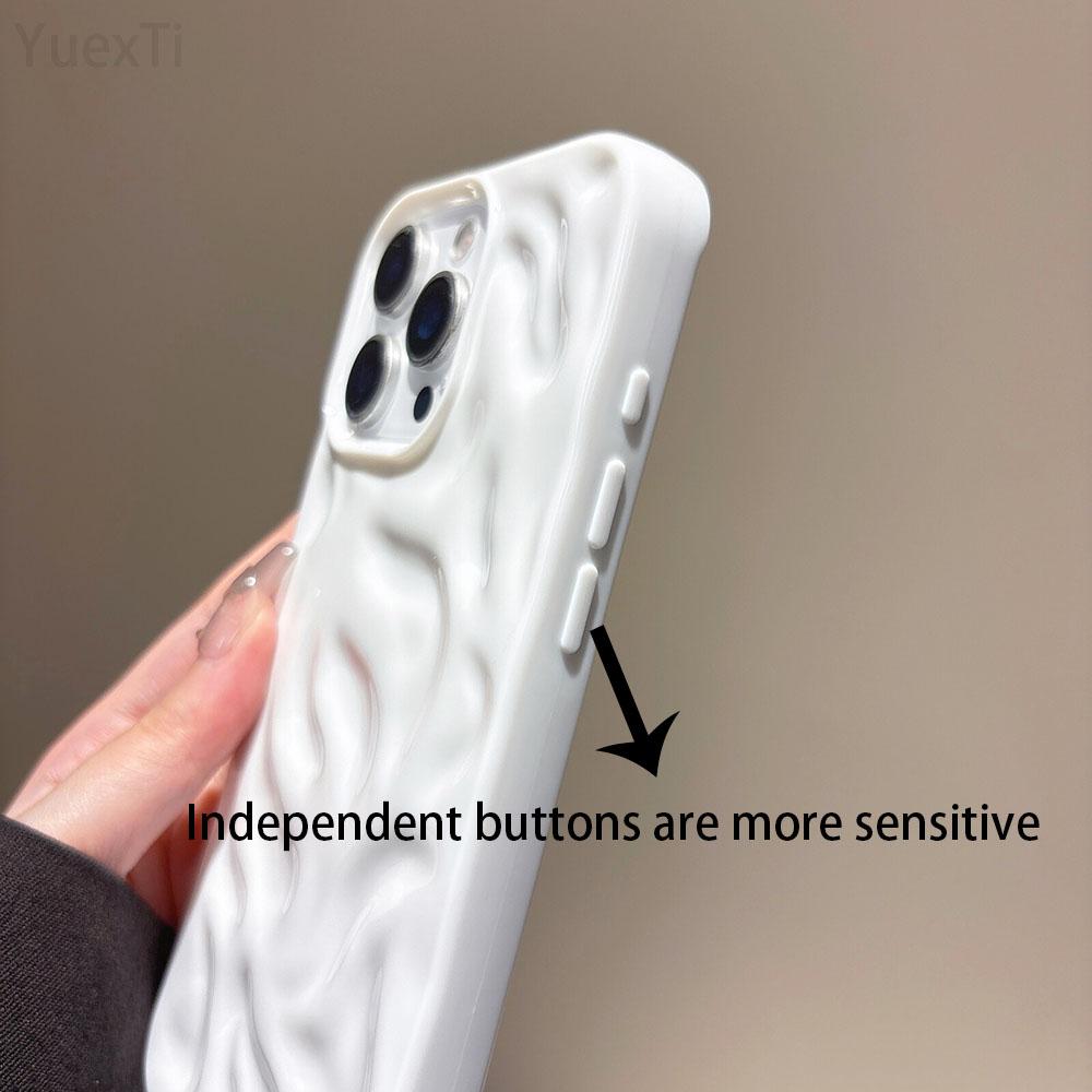 Роскошный Чехол для Телефона iPhone 16 15 14 13 12 11 Pro Max с Текстурой Складки Волна, Мягкий Силикон, Конфетный, Ударопрочный Бампер