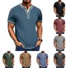 Men's Short Sleeved Lapel Collar T-shirt Casual Round Neck Top