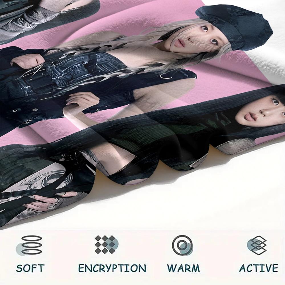 1 шт. Фланелевое одеяло с принтом BLACKPINK, Высокое качество, Для всех сезонов, Декор для дома, Тепло и уют, Идеально для рождественских подарков