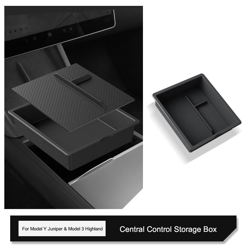 For Tesla Model Y Juniper Magnetic Attraction Armrest Holder Box Model 3 Highland Console Organizer Armrest Hidden Storage Box