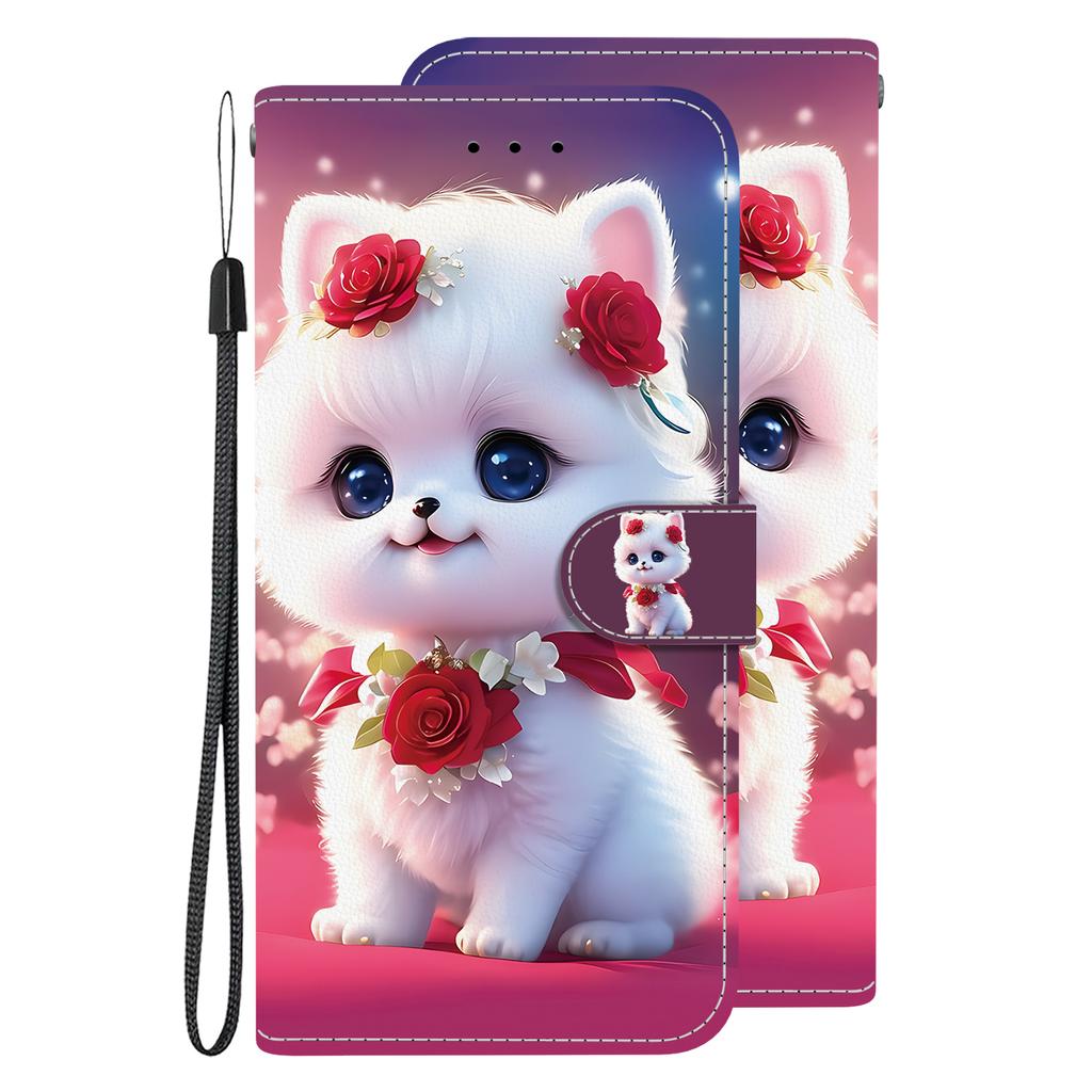 Чехол-книжка из искусственной кожи ручной работы для Samsung Galaxy A07 (A075F/A075M)- Противоскользящий ударопрочный чехол с ремешком на запястье и дизайнами в виде сердец/роз и кошек